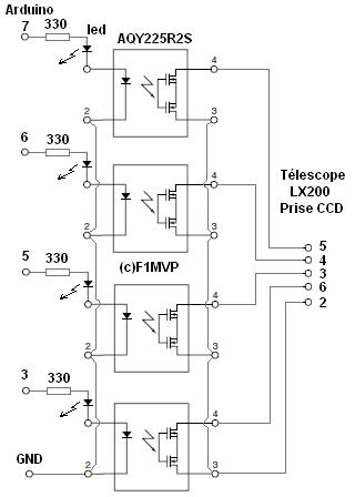 Schéma interface Arduino - Telescope - clic pour réalisation.
