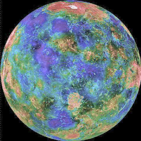 Vénus altitude en fausse couleur. (Magellan).