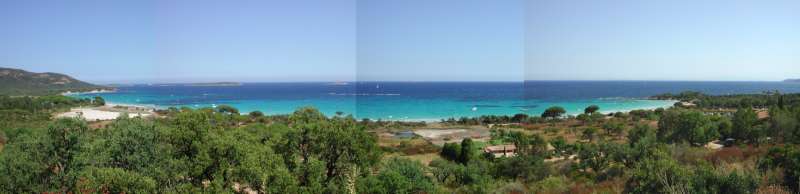 Panorama de la fameuse plage de Palombaggia, cliquez pour agrandir.